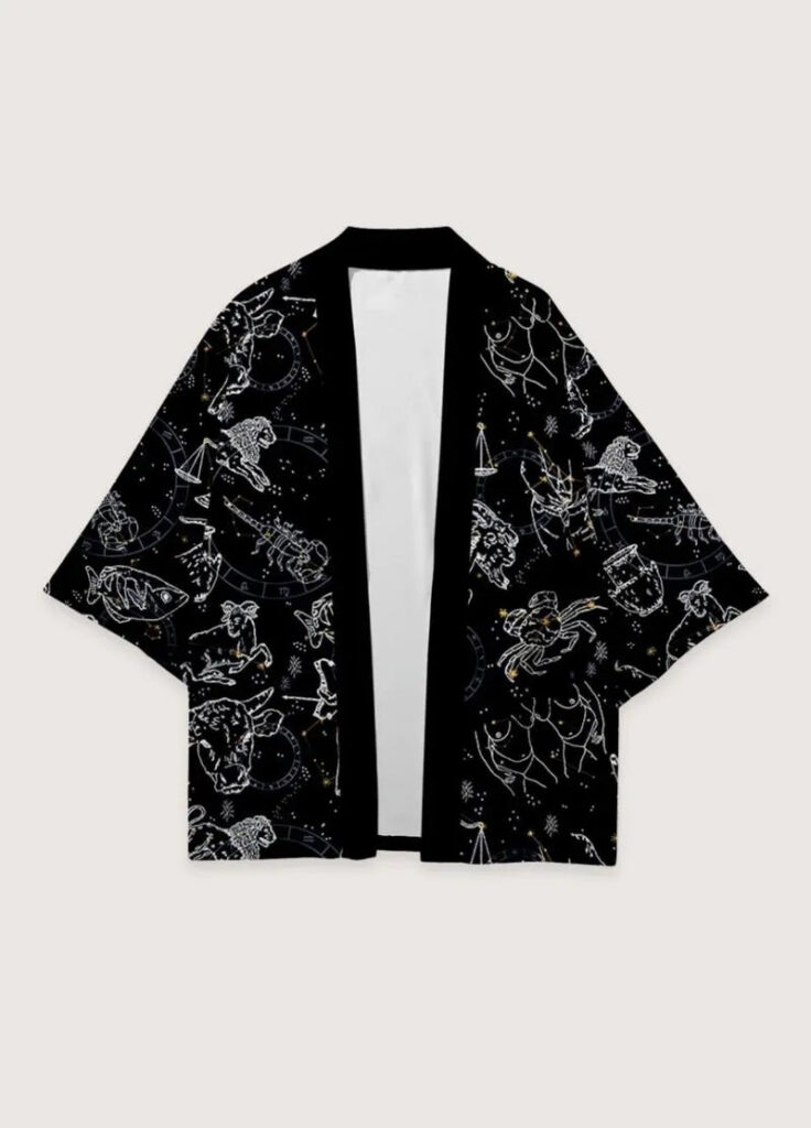 Chemise col kimono noir homme — Hoshi