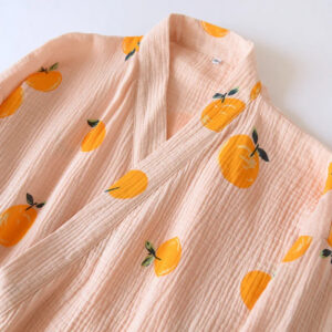 Chemise de nuit coton kimono orange — Yume vue 3