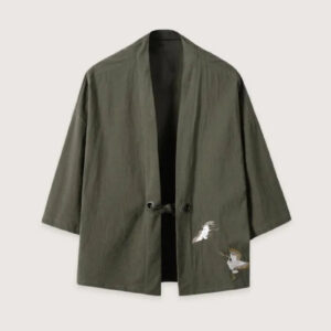 Chemise style kimono homme lin vert — Mori