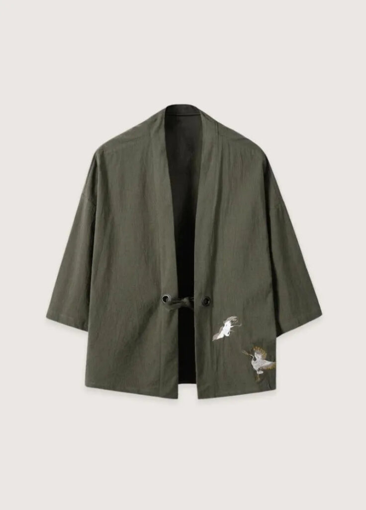 Chemise style kimono homme lin vert — Mori