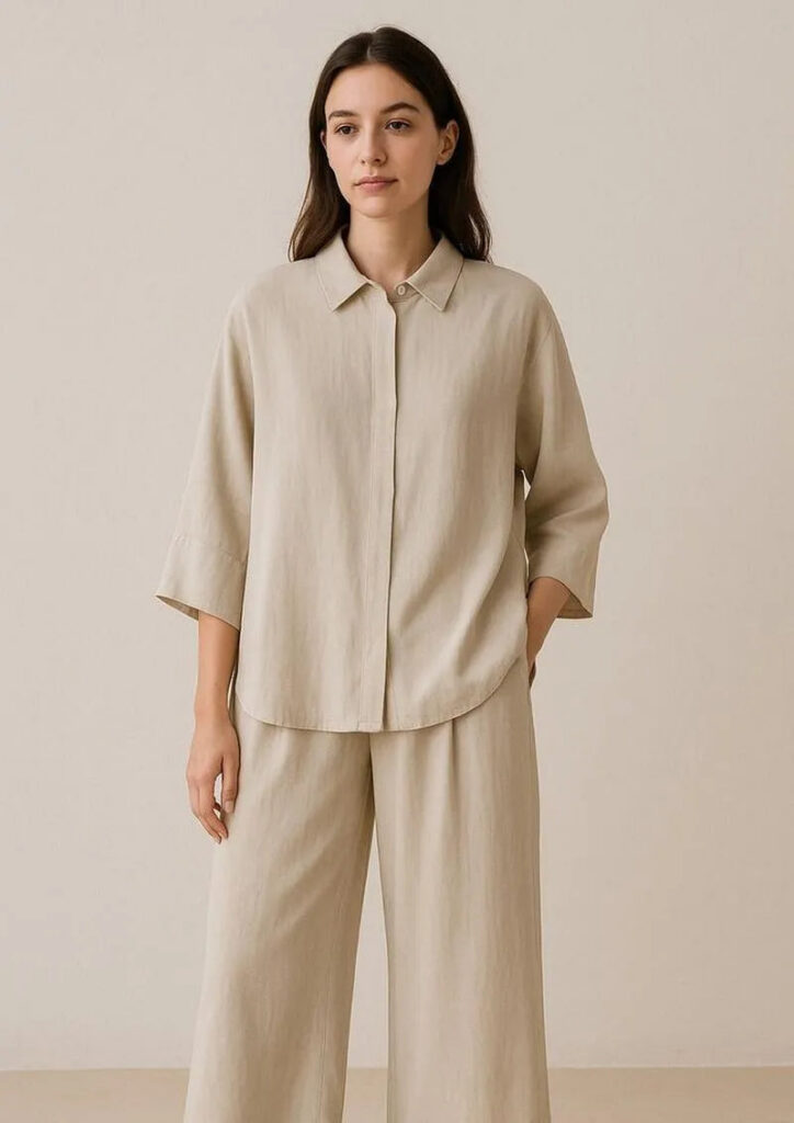 Ensemble kimono coton beige traditionnel — Wabi