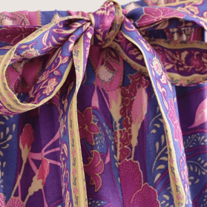 Ensemble pantalon kimono violet fleuri vue 2