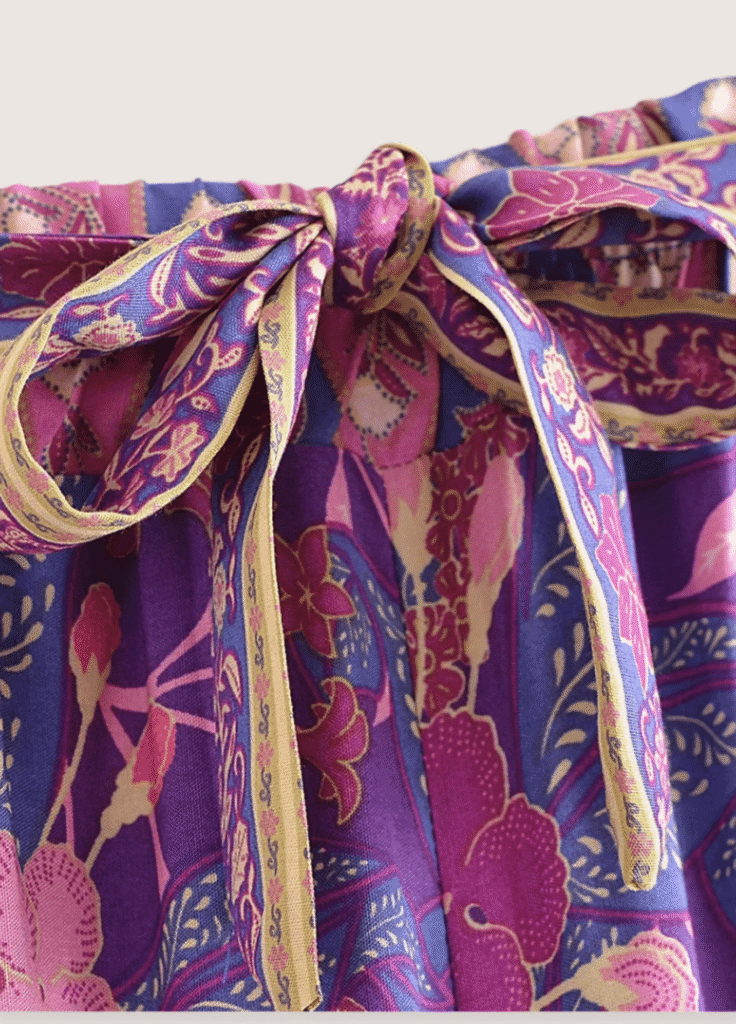 Ensemble pantalon kimono violet fleuri