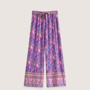 Ensemble pantalon kimono violet fleuri