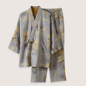Ensemble pantalon pyjama kimono gris — Momiji