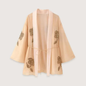 Gilet kimono femme beige — Yuki