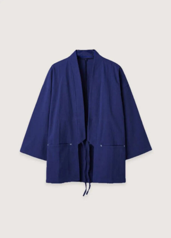 Haut de kimono homme cardigan bleu — Sei