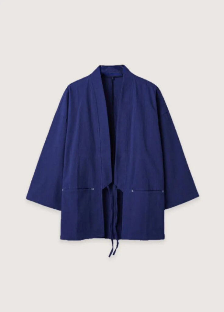 Haut de kimono homme cardigan bleu — Sei