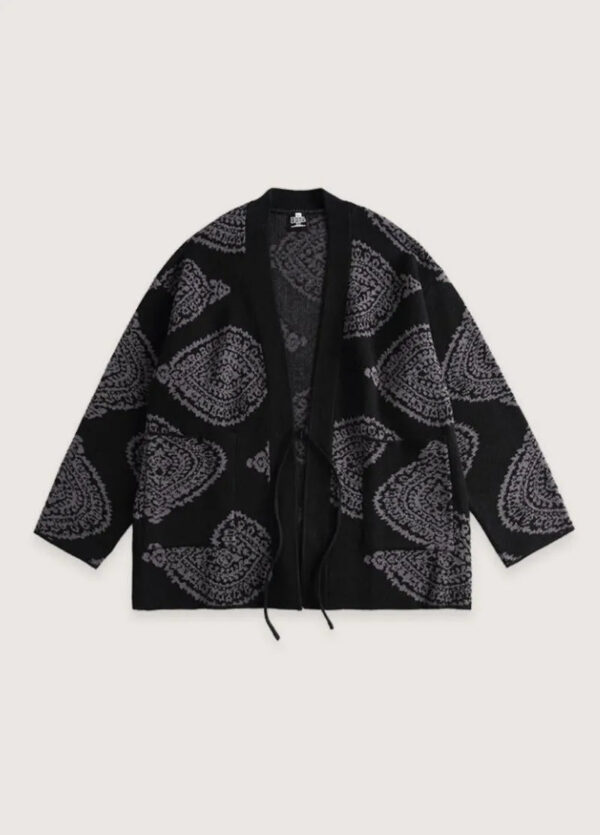 Haut kimono noir homme effet cachemir — Kage
