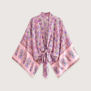 Haut manche kimono court rose — Sakura