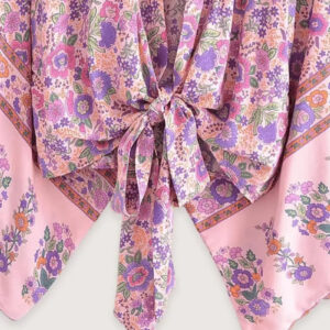 Haut manche kimono court rose — Sakura vue 2
