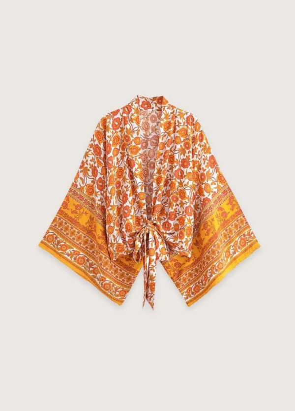 Haut style kimono femme orange — Mikan