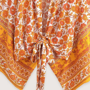 Haut style kimono femme orange — Mikan vue 4