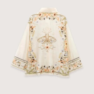 Kimono beige court fleuri — Magnolia vue 2