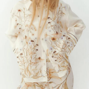 Kimono beige court fleuri — Magnolia vue 3