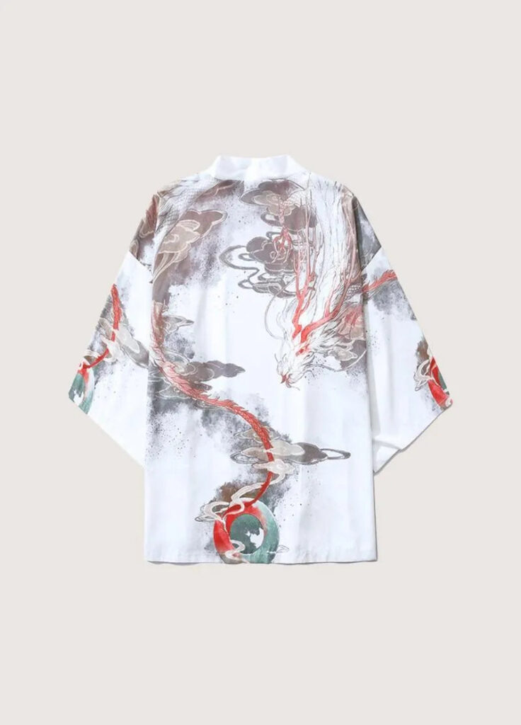 Kimono blanc homme dragon — Ryu