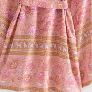 Kimono bohème court fleuri rose — Ayame vue 4
