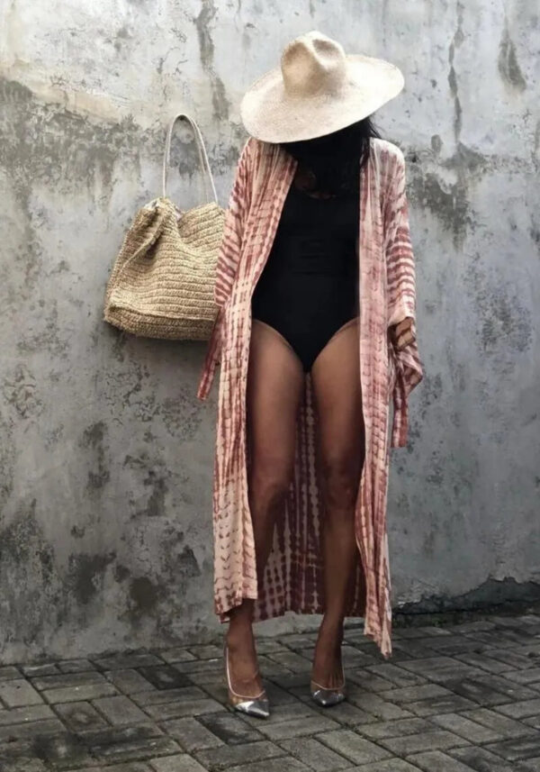 Kimono bohème long terracotta — Akane