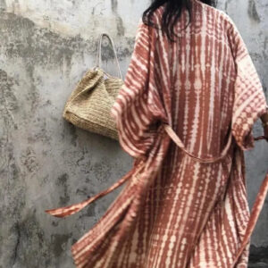 Kimono bohème long terracotta — Akane vue 2