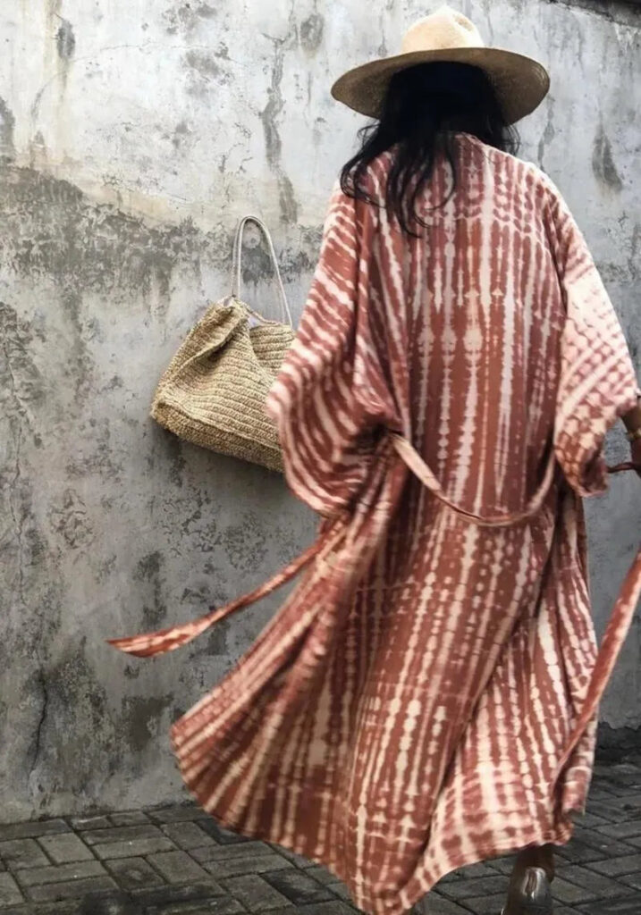 Kimono bohème long terracotta — Akane