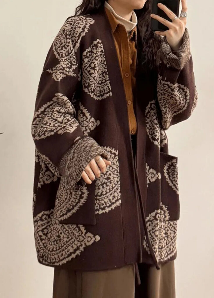 Kimono cardigan femme marron — Tsuchiya