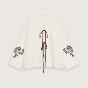 Kimono court beige en lin — Hanabira vue 5