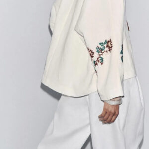 Kimono court beige en lin — Hanabira vue 4