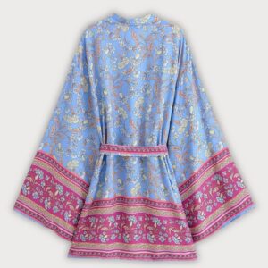 Kimono court bleu à fleurs — Hōseki vue 2