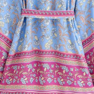 Kimono court bleu à fleurs — Hōseki vue 3