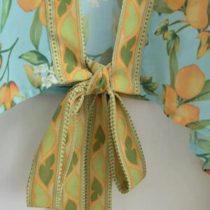 Kimono court bleu cache-cœur bohème vue 5