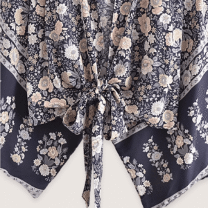 Kimono court bohème gris et rose vue 3