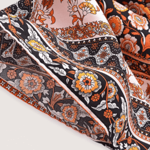 Kimono court bohème orange et noir vue 5