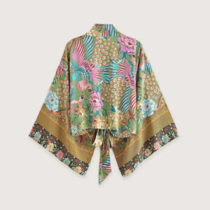 Kimono court bohème paon — Momiji vue 2