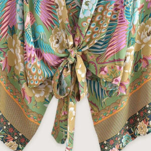 Kimono court bohème paon — Momiji vue 4