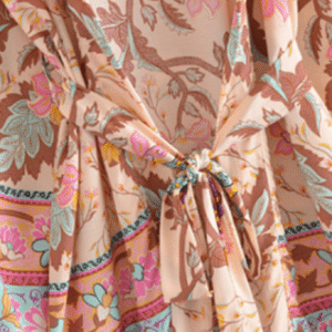Kimono court floral coloré vue 3