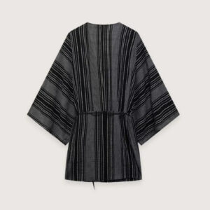 Kimono court japonais noir — Shima vue 2