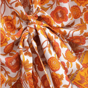 Kimono court jaune fleuri vue 5