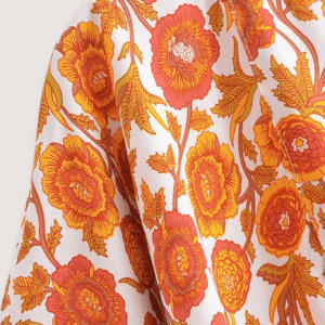 Kimono court jaune fleuri vue 2