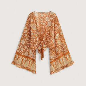 Kimono court orange fleuri — Akane