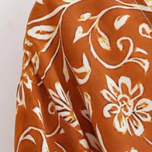 Kimono court orange fleuri — Akane vue 4