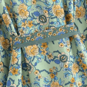 Kimono Court Bleu et Jaune Floral Femme — Plage et Ete vue 4