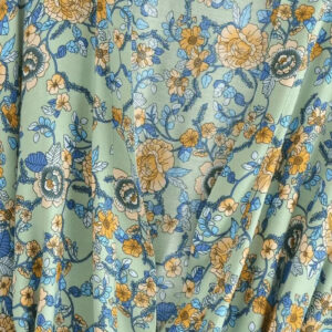 Kimono Court Bleu et Jaune Floral Femme — Plage et Ete vue 5