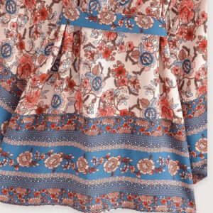 Kimono Court Rouge Floral Femme — Motifs Japonais Boheme vue 4