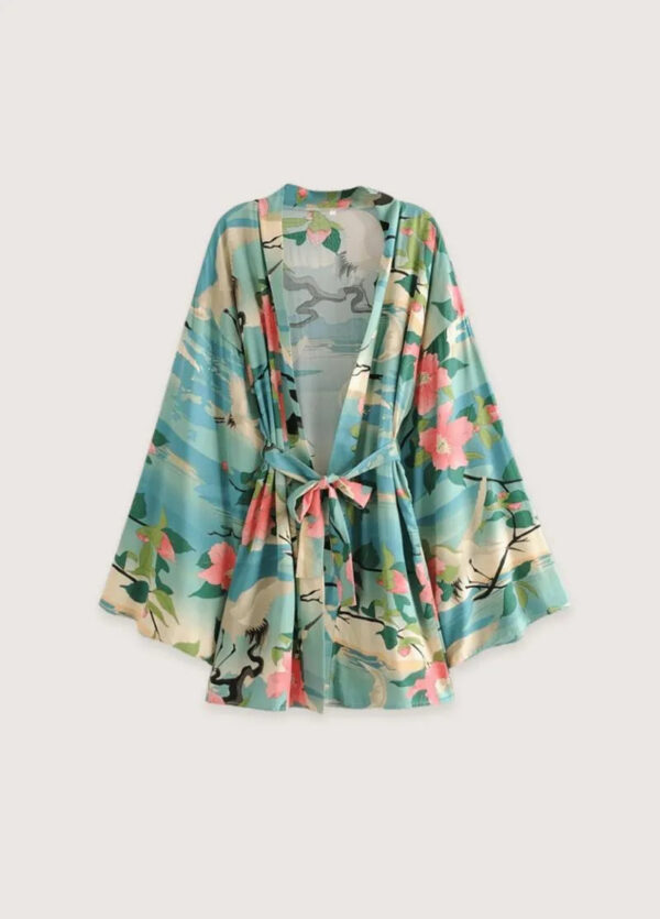 Kimono court tropical en coton — Suzume