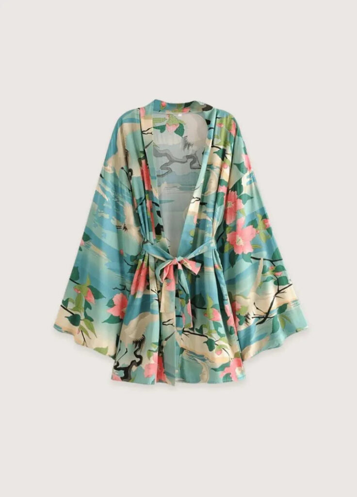 Kimono court tropical en coton — Suzume