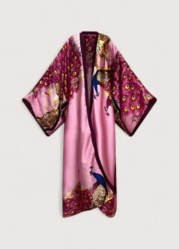 kimono en satin rose pour femme — Kujaku