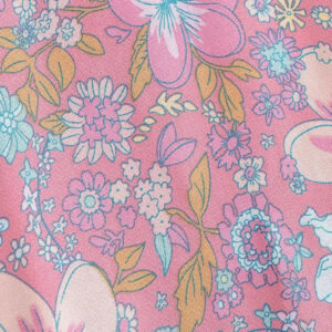 Kimono femme court fleuri rose et bleu — Momo vue 5