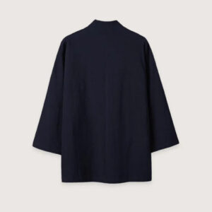 Kimono homme court minimaliste bleu marine — Zen vue 2
