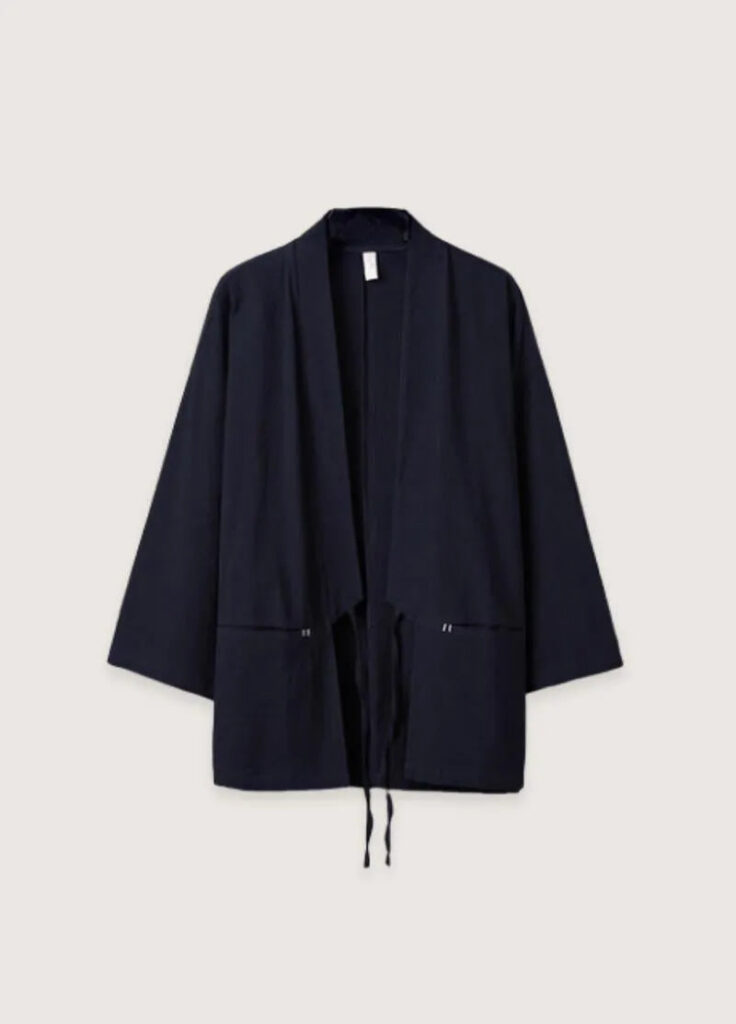 Kimono homme court minimaliste bleu marine — Zen