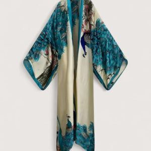 Kimono japonais en soie femme bleu — Nami